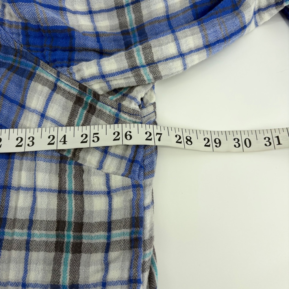 Lane Bryant Plaid Button Down Shirt Tunic Blue White Gray Womens Plus Size 26 28 - Picture 6 of 7